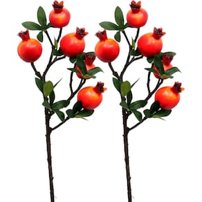 Kit 2 Plantas Fruta Romã Artificial Decoração Natal De 60cm