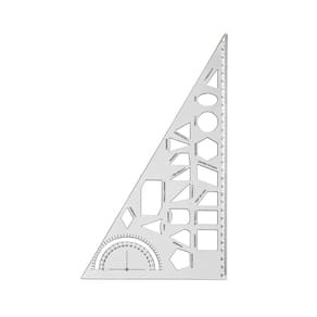 Régua Escolar Esquadro Geométrico 30cm Cristal c/ 19 formas Geométrica - Maxcril | Papelaria | Matemática | Escritório |