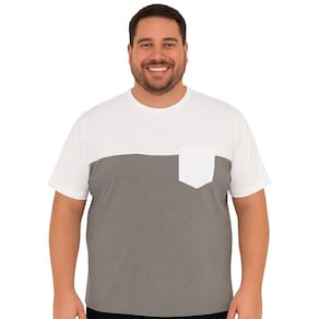 Camiseta Masculina Manga Curta Com Bolso Tamanho Plus Size
