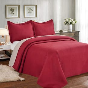 Colcha Cobre Leito Casal Poliéster Dupla Face 3pc Vermelho 1