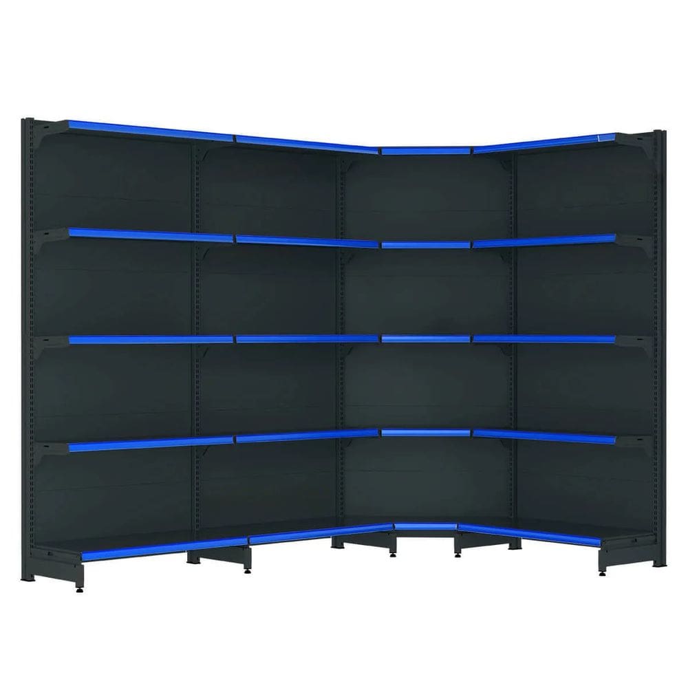 Kit 3 gôndolas new premium 1,70m preta parede 40/30 canto 40/30