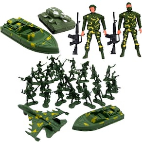 Kit Brinquedo Exército Militar Soldados Com Acessórios 43Pçs