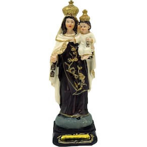 Estatueta Imagem Nossa Senhora Do Carmo Enfeite Resina 16cm