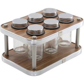 Kit Porta Temperos Condimentos 6 Potes Com Suporte