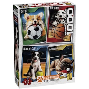 Quebra-Cabeça 1000 Peças Cachorrinhos Esportistas