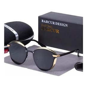 Óculos Feminino Gatinho Barcur Preto E Dourado Box