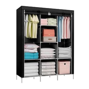 Guarda Roupas Desmontável E Dobrável Armário Organizador - Jolitex MEK - Preto