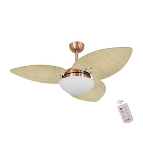 Ventilador De Teto Dormamu Cobre 3 Pás Palmae Natural 220v Com Controle