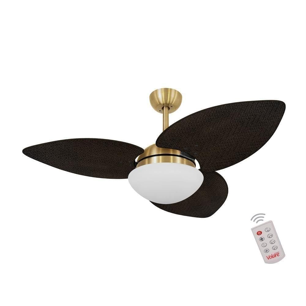 Ventilador De Teto Dormamu Dourado 3 Pás Palmae 220v Com Controle