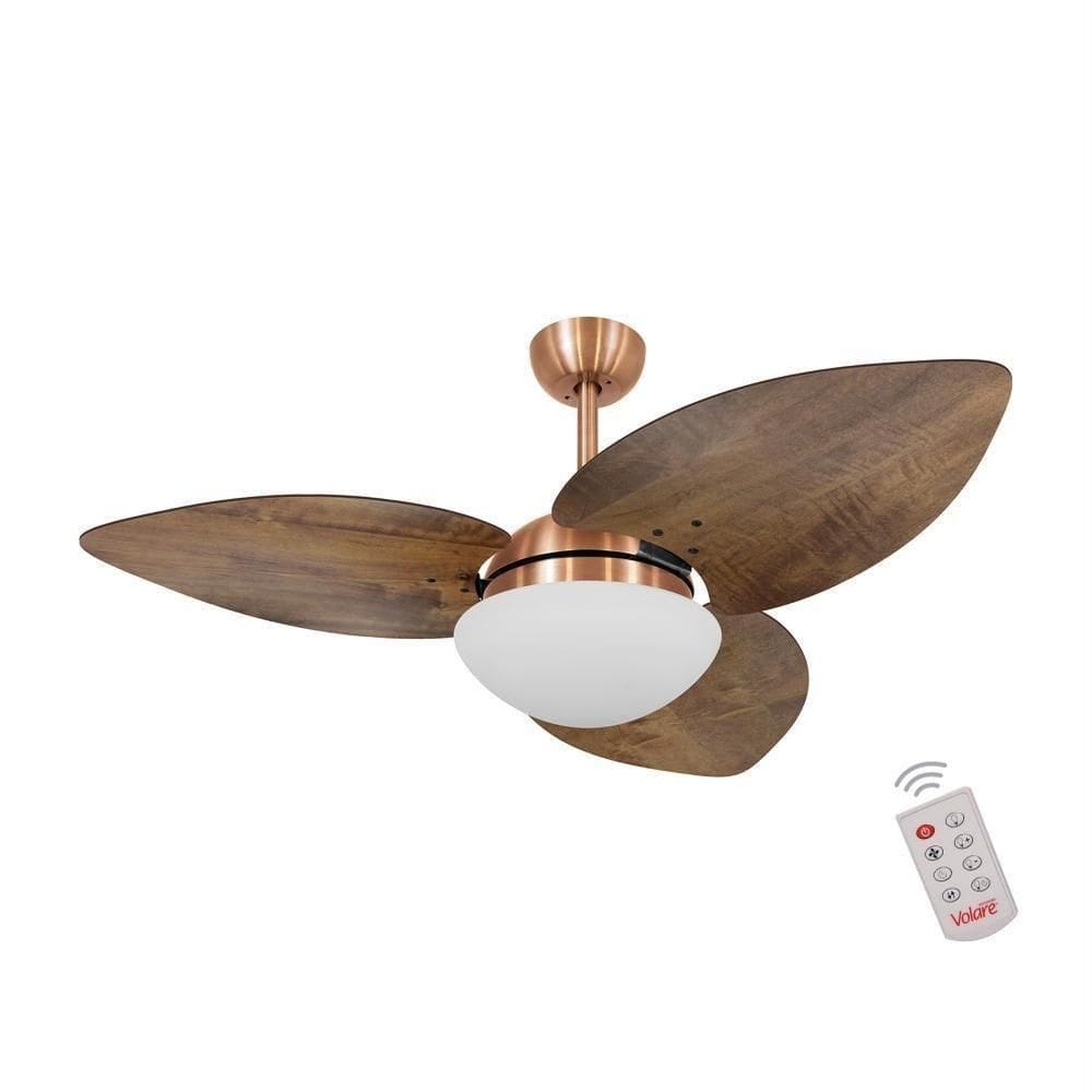 Ventilador De Teto Dormamu Cobre 3 Pás Rádica Imbuia 127v Com Controle