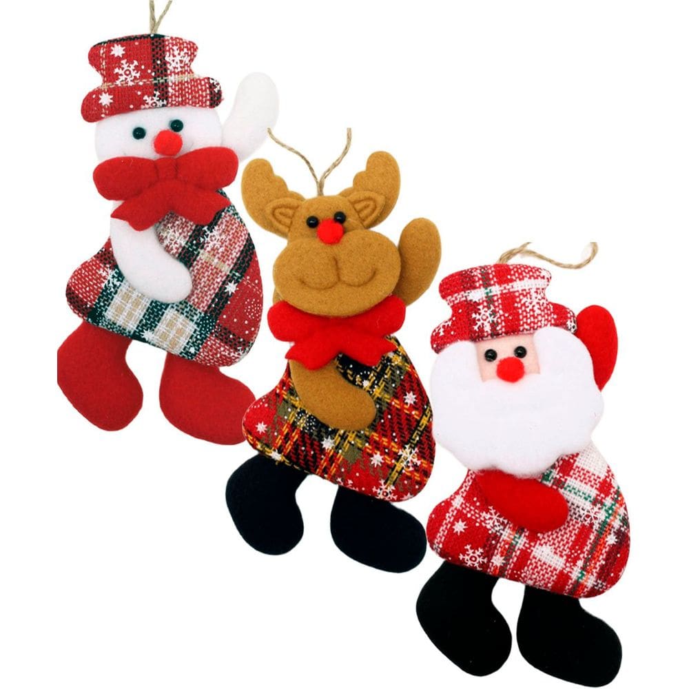 Kit 9 Pendente Natalino Boneco De Neve Rena Papai Noel 18cm