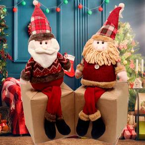 Dupla Bonecos Natalinos Papai Noel Com Pernas Moles De 60cm