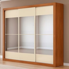 Guarda-Roupa Casal City 3 Portas 4 Gavetas com Espelho Cinamomo/Off White - Maxel