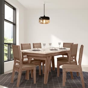 Conjunto Sala de Jantar Marfim 1,56 com 6 Cadeiras Amendoa 73B