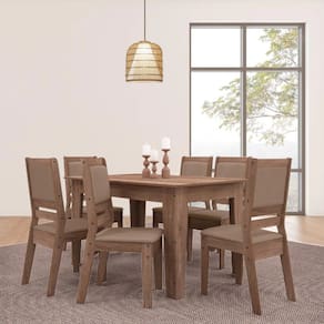 Conjunto Sala de Jantar Genebra 1,35 com 6 Cadeiras Amendoa 73B