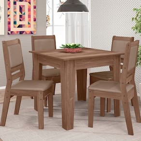 Conjunto Sala de Jantar Genebra 0,90 com 4 Cadeiras Amendoa 73B