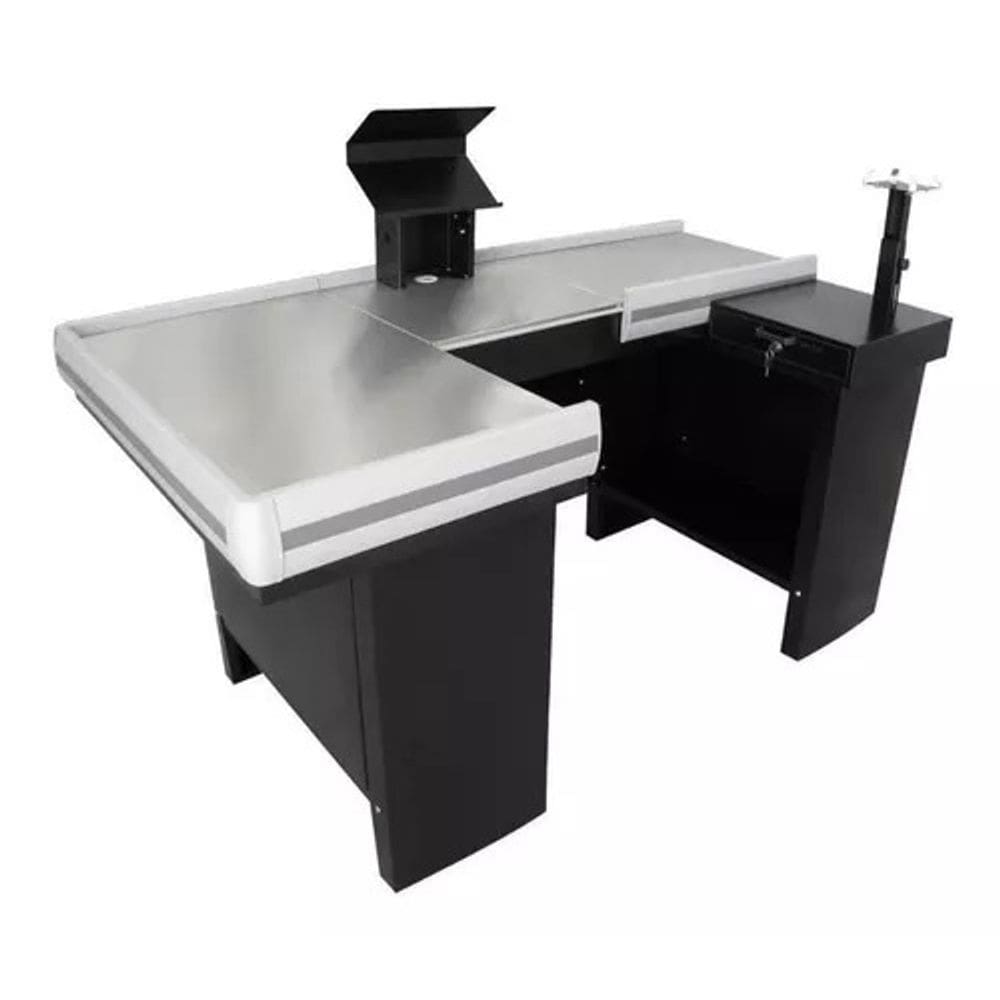 Check Out Leve De 1,80m Mesa Reta Com Kit Amapá Cor Preto Perfil Cinza