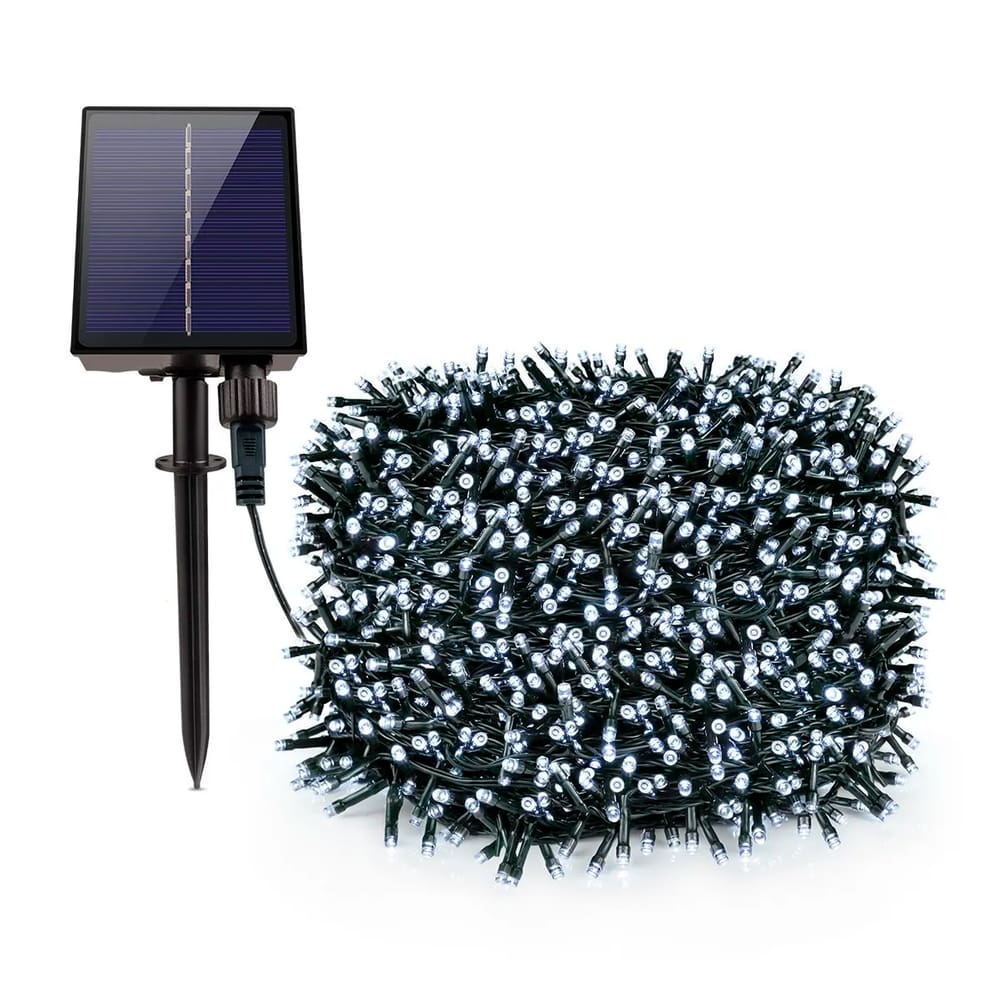 Pisca Fio LEDs Solar 1000 Lâmpadas Decoração Externa 100m