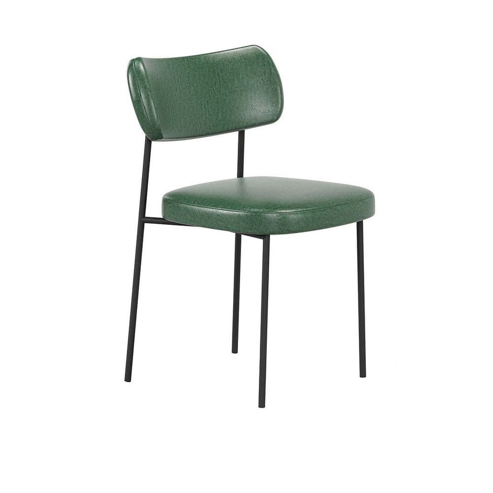 Cadeira Estofada Camila Para Sala Jantar Gourmet em Aço-Couríssimo-Verde-EdeCasaMoveis