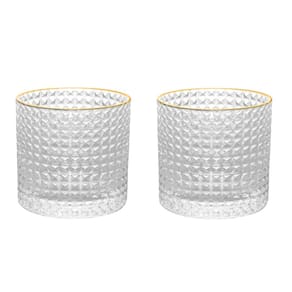 Conjunto 02 Copos para Whisky de Vidro com Borda Dourada 320 ml Spike Wolff