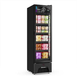 Freezer Vertical Sorvetes Frost Free -18 a -22ºc Slim Inverter 204/337l Vf28 All Black 220v - Metalfrio