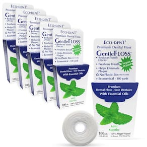 Fio dental Eco-Dent GentleFloss Waxed Mint 100 ml, pacote com 6