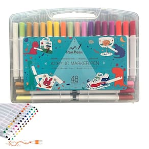 Canetinha Caneta Marcador 48 Cores Tinta Acrilica A prova De Agua Permanente Estojo Cores Vibrantes Arte Desenho Pintura Artesanato Hobbie Lazer
