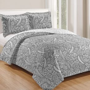 Kit Cobre Leito Colcha Mix King Estampado Dupla Face Floral 3 Peças - Aline