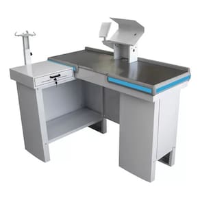 Caixa De Supermercado Kit Automação Amapá 1,3m Empacotador Cor Branco Perfil Azul