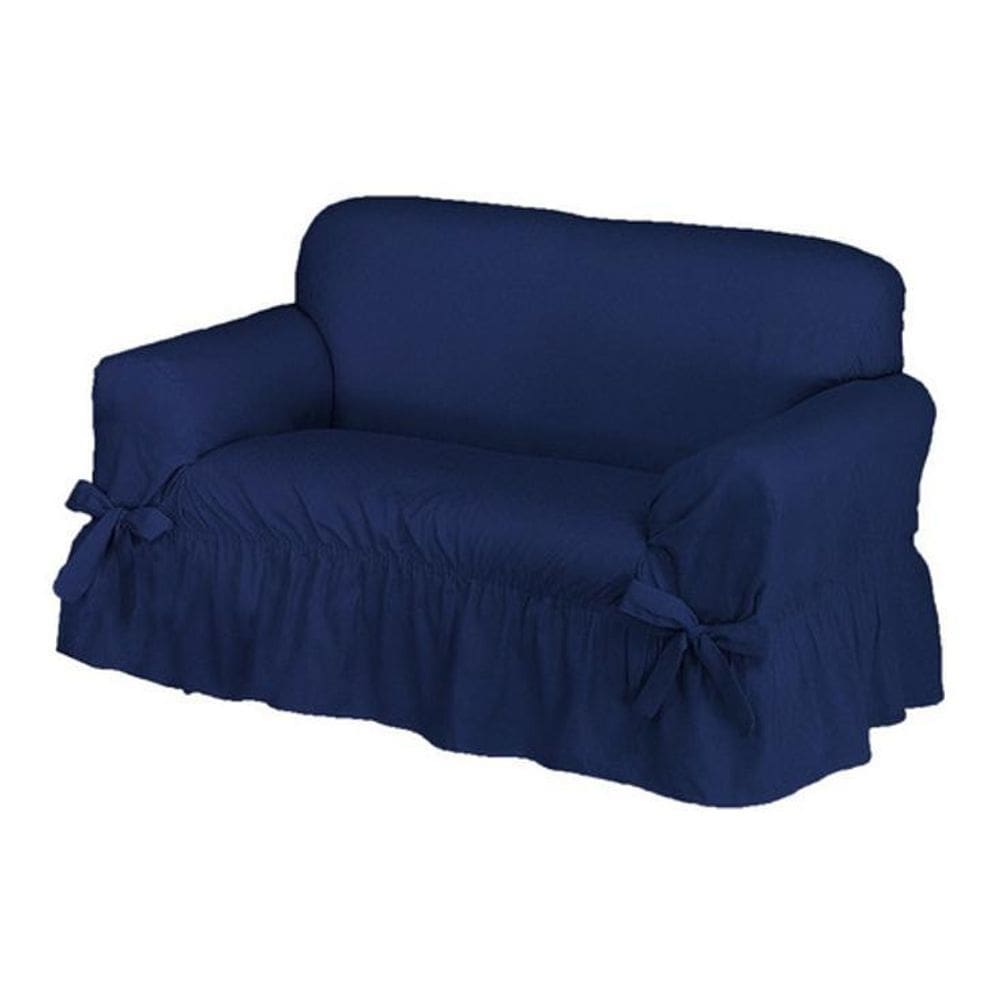 Capa Sofá 2 Lugares Avulso Gorgurão Maquinetado Azul-Marinho