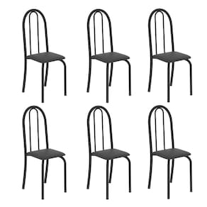 Kit 6 Cadeiras Tubular 96x36x41 Cm Iris B Preto
