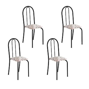 Kit 4 Cadeiras Tubular 89x37x42 Cm Ane B Arabesco / Preto