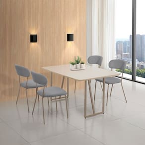 Conjunto para Sala de Jantar com 4 Cadeiras Betina Champagne / Cinza / Off White