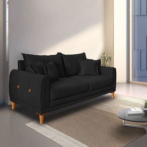 Sofá para Sala de Estar Fixo 3 Lugares London Preto