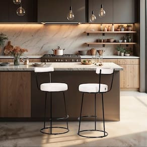 Conjunto 2 Banquetas Alta com Encosto para Cozinha Miami Branco/Preto