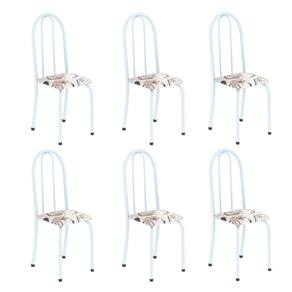 Kit 6 Cadeiras Tubular 96x36x41 Cm Iris B Arabesco/ Branco