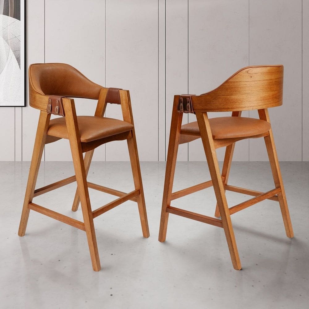 Conjunto 2 Banquetas em Madeira Maciça Bélgica Espresso Móveis imbuia/Conhaque