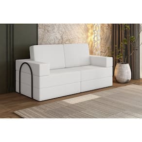 Sofá Cama para Sala de Estar Modular 2 Lugares Magic Branco