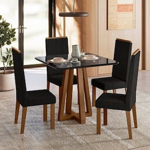 Conjunto Sala de Jantar 4 Cadeiras Livia Ambar/Preto