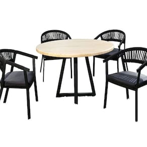 Conjunto de Mesa com 4 Cadeiras Itália Preto