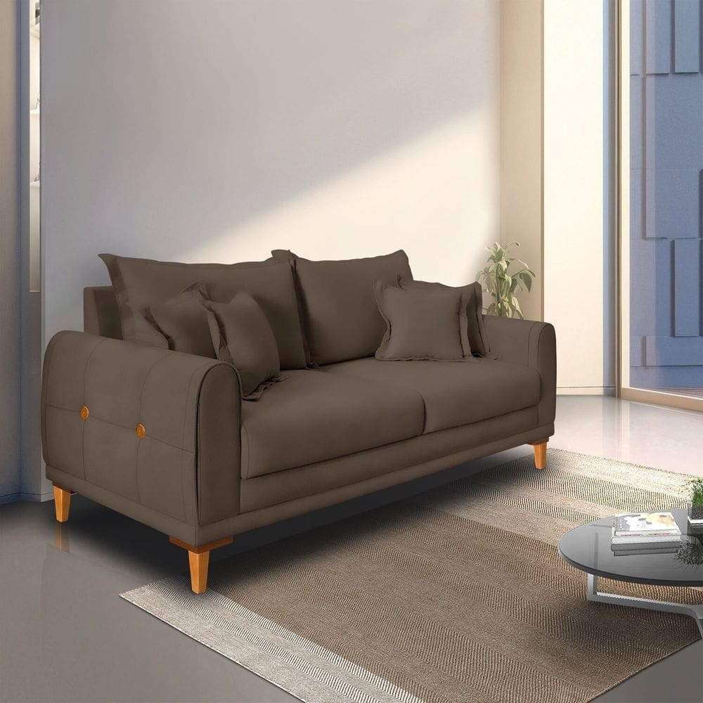 Sofá 2 Lugares para Sala de Estar London Marrom