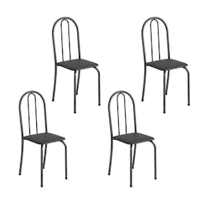 Kit 4 Cadeiras Tubular 89x37x42 Cm Ane B Preto/Prato