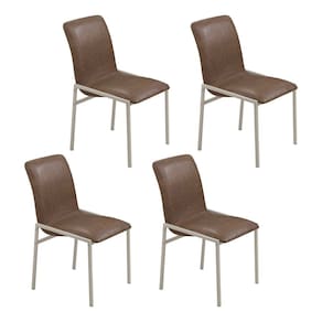 Cadeiras para Sala de Jantar 4 Unidades Premium Marrom / Champanhe