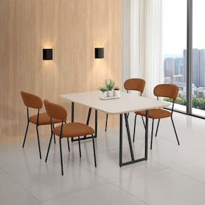 Conjunto para Sala de Jantar com 4 Cadeiras Betina Black / Terracota / Off White