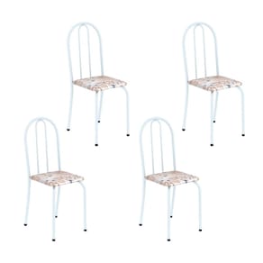Kit 4 Cadeiras Tubular 89x37x42 Cm Ane B Botanic Bege / Branco