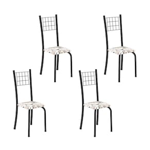 Kit 4 Cadeiras Tubular 95x37x40 Cm Dany Arabesco / Preto