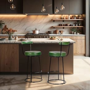 Comjumto 2 Banquetas Alta com Encosto para Cozinha Miami Preto/ Verde
