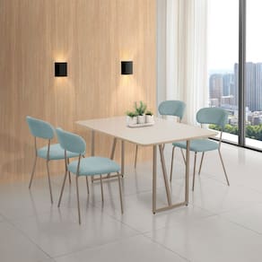 Conjunto para Sala de Jantar com 4 Cadeiras Betina Champagne / Verde Claro / Off White