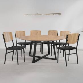 Conjunto para Sala de Jantar com 6 Cadeiras Confort Preto Fosco