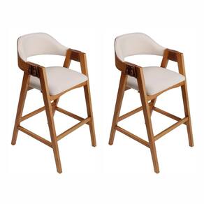 Conjunto 2 Banquetas em Madeira Maciça Bélgica Espresso Móveis Imbuia/Off White